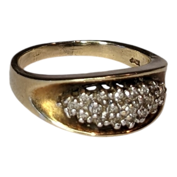 Vintage Cluster Diamonds 10K Gold Stamped 💍 Ring Size 5 and 4.37gm - Picture 2 of 12